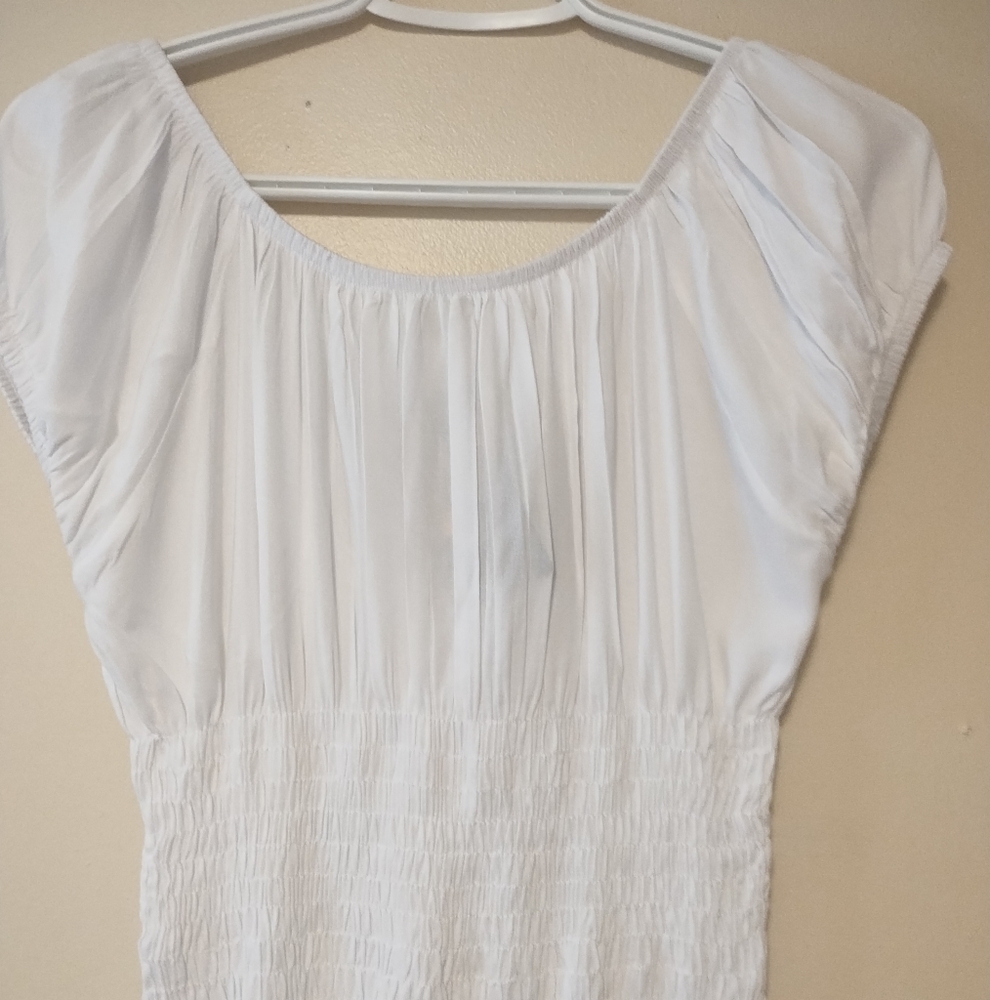 Luxurious White Maxi Dress 100% Cotton 100% Organic Cotton Fits XS -M - Picture 2 of 4